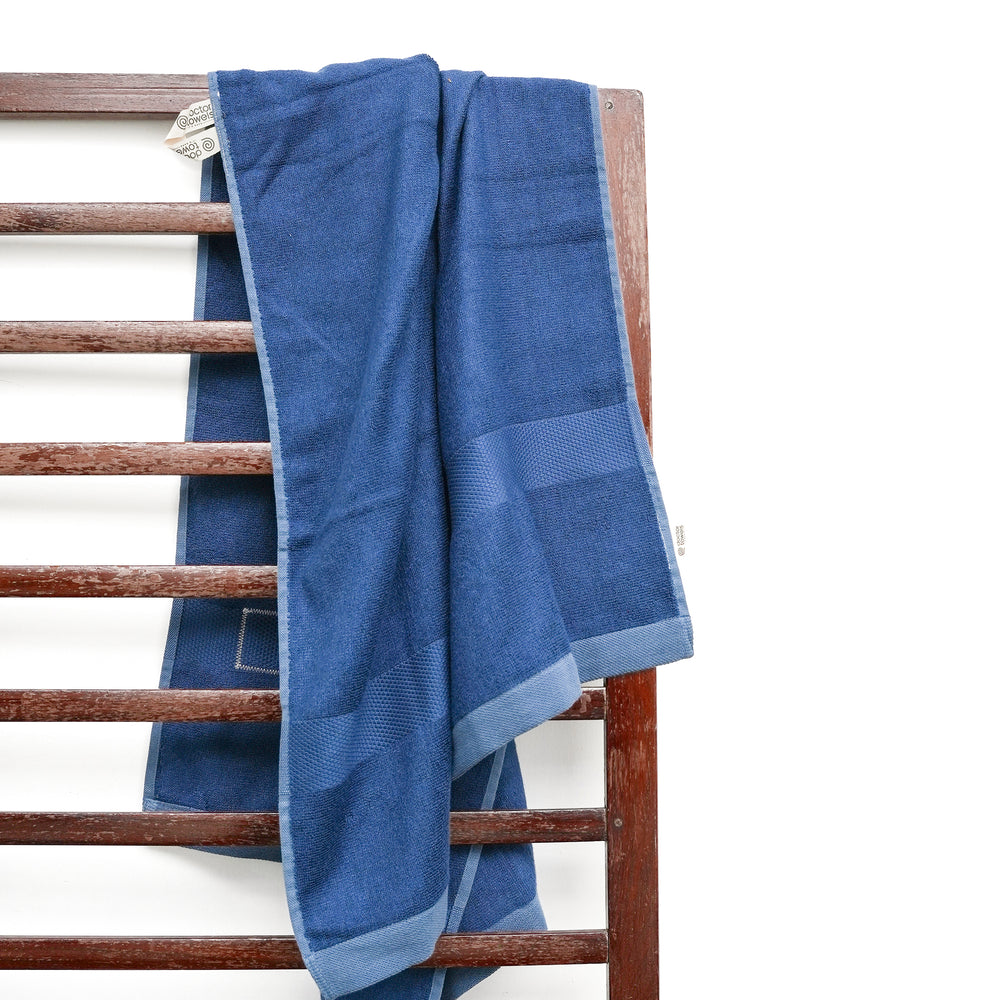 Banana Super Light Weight Terry Bath Towels | 400 GSM | Pack of 2 - Delicate Blue & French Blue