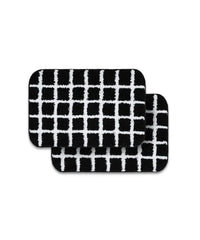 Checkered Bath Mat | Black Color | Pack of 2