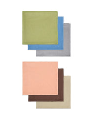 Set of colorful fabric swatches arranged in a grid on a white background
