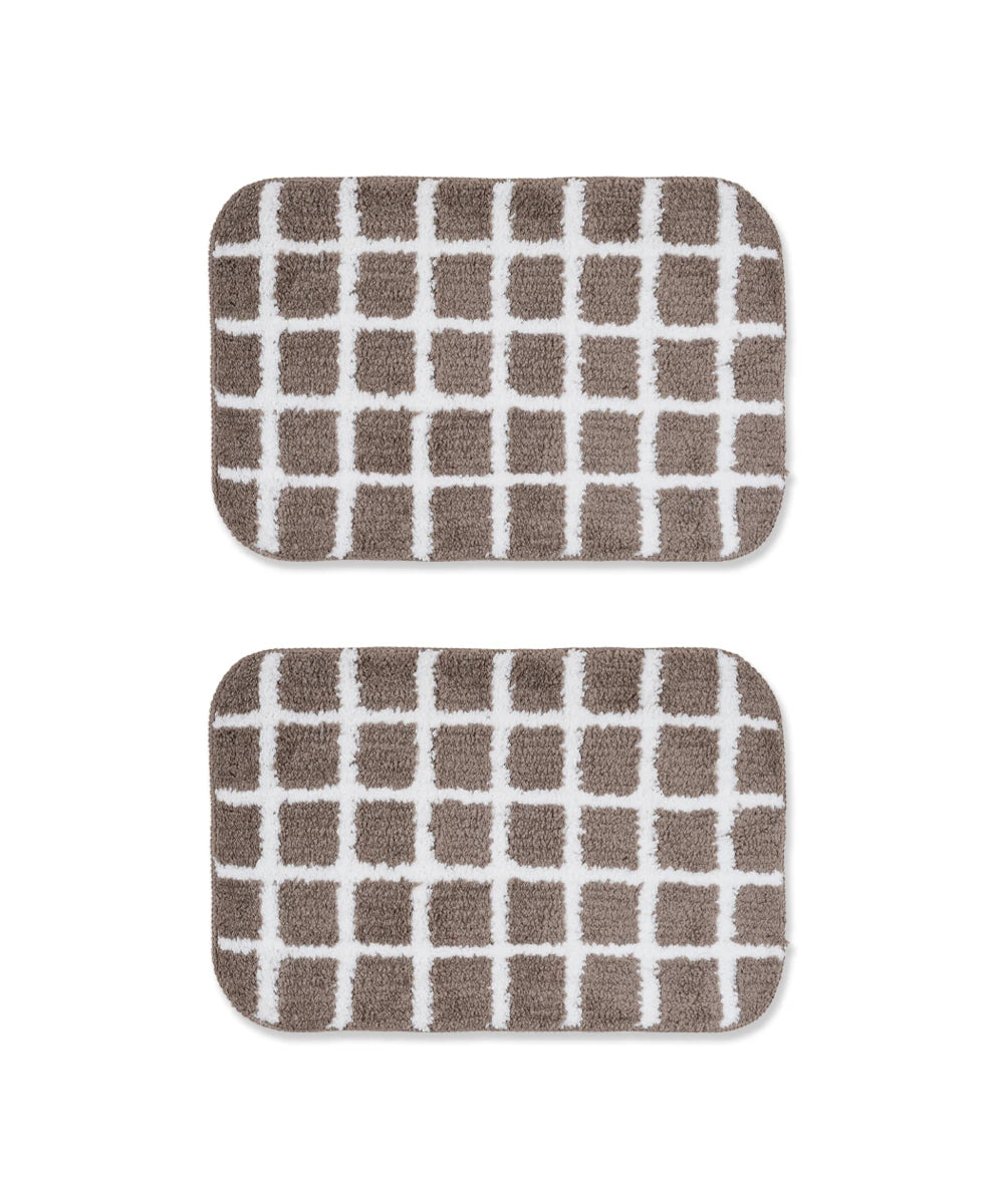 Checkered Bath Mat | Simply Taupe Color | Pack of 2