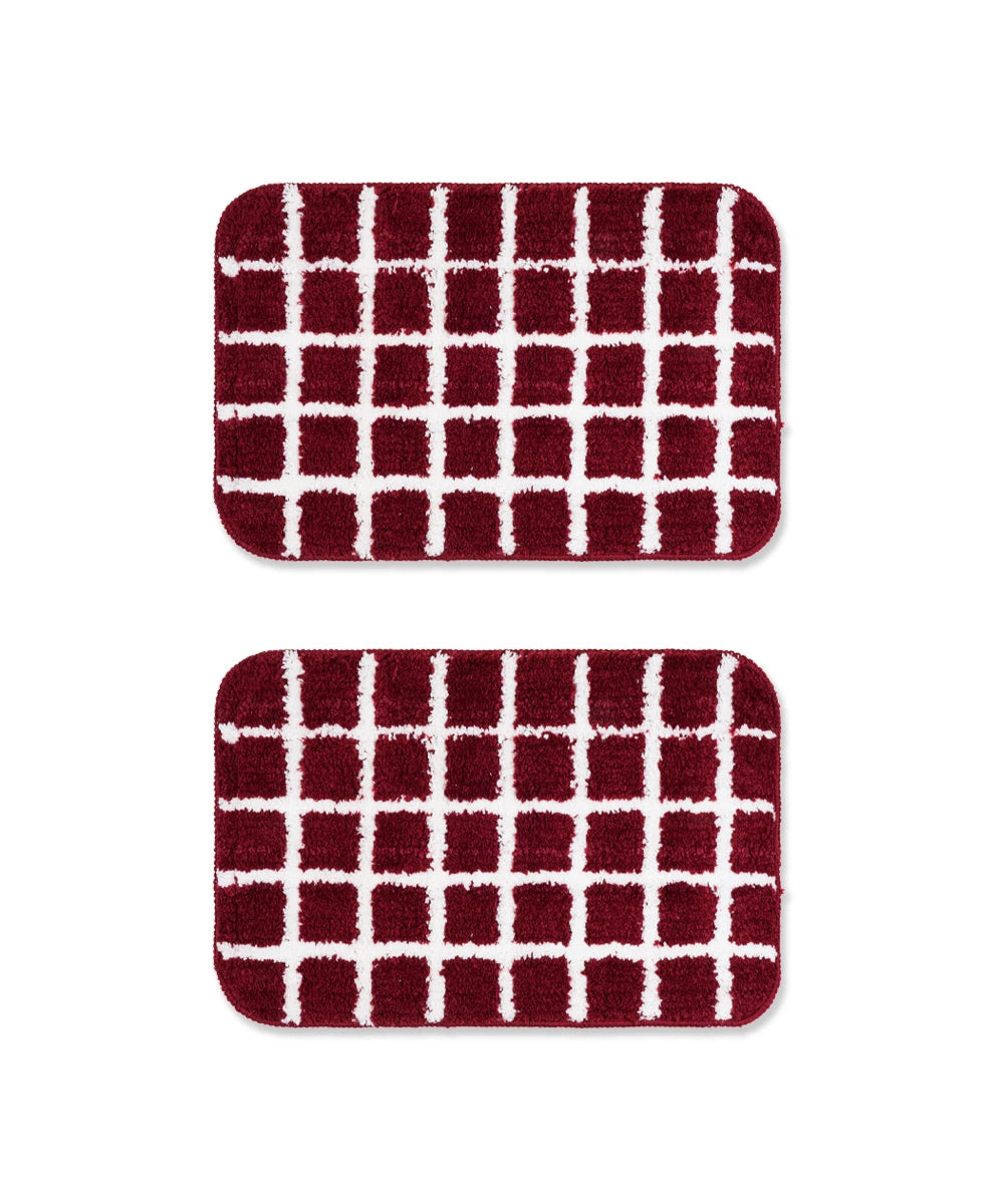 Checkered Bath Mat | Picante Color | Pack of 2