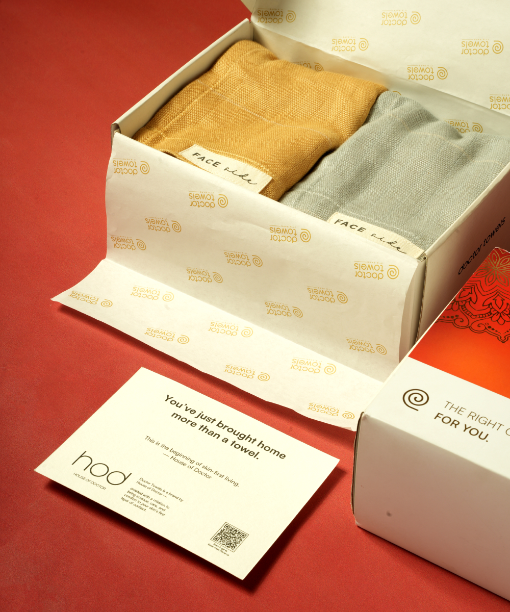 Aluvera Double Cloth Bath Towels | 330 GSM | 75 x 150 cm | Set of 2 - Frosted Grey + Sunset Gold