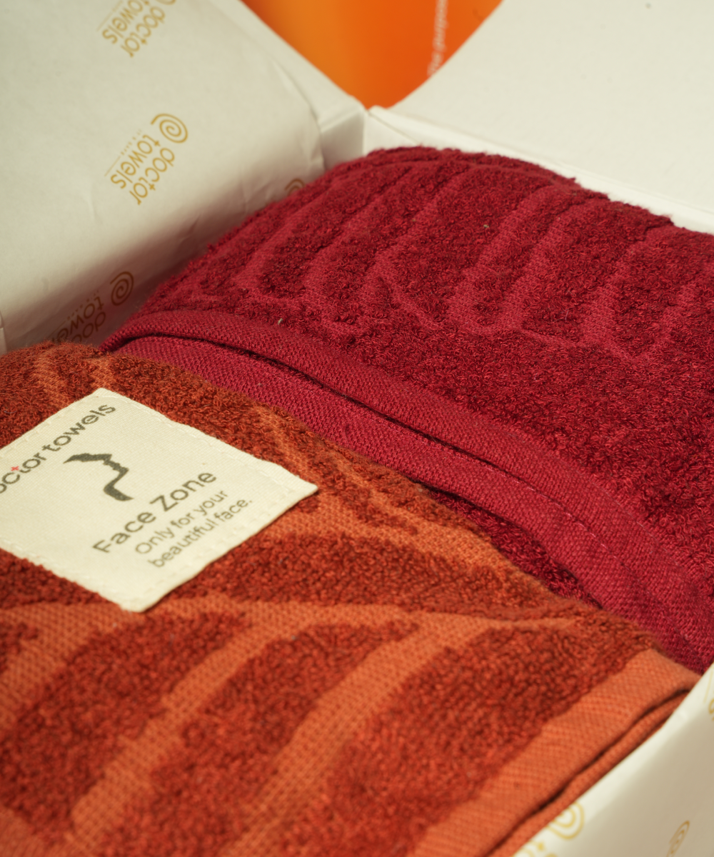AluFern Terry Bath Towels | 400 GSM | 75 x 150 cm | Set of 2 - Cherrywood Red + Maple Rust
