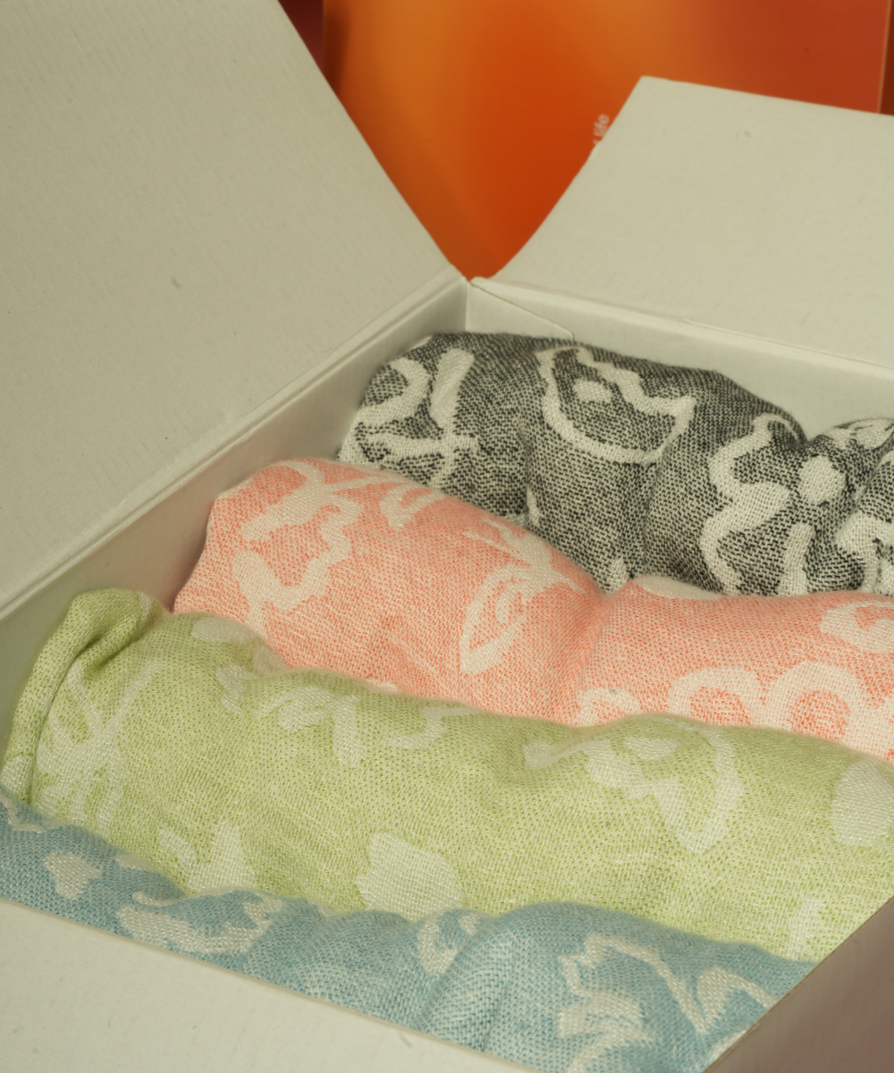 Banana Jacquard Floral Bath Towel | 200 GSM | 75 x 150 cm | Set of 4