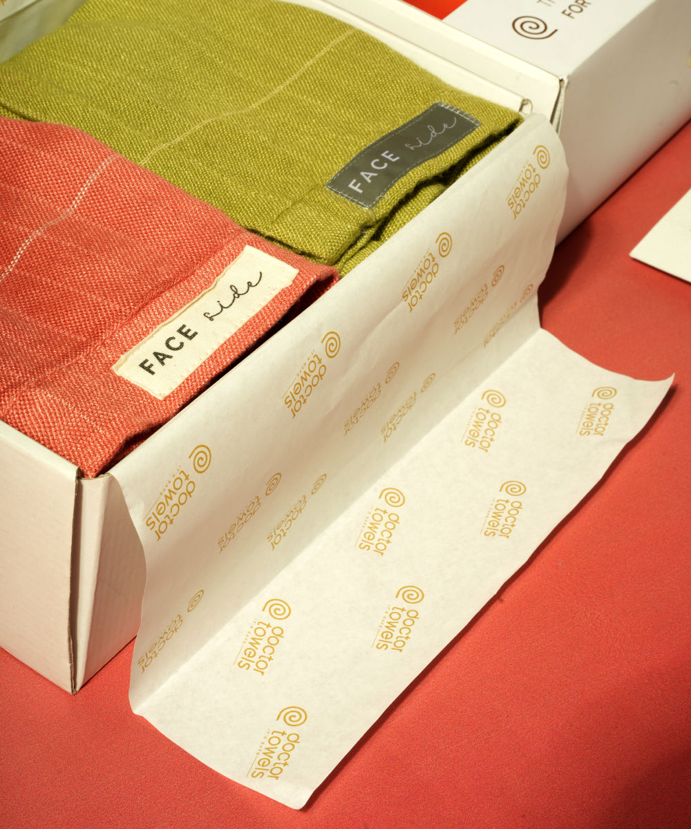 Aluvera Double Cloth Bath Towels | 230 GSM | 75 x 150 cm | Set of 2 - Aloe Green + Apricot Brandy