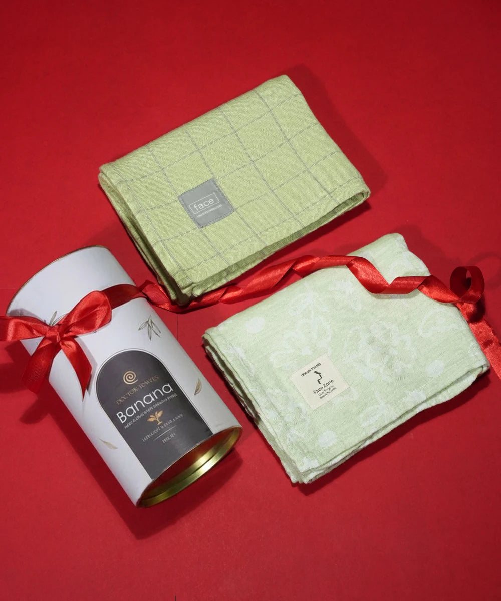 Banana Bath Towels - Green Combo | Pack of 2 | 75 x 150 cm - Celebration Canister