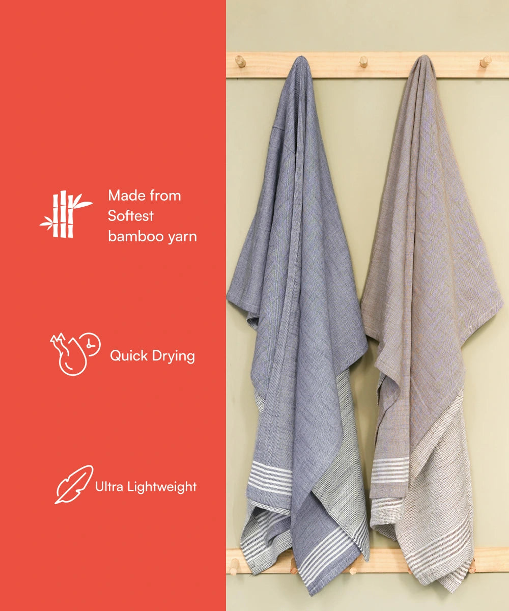 Bamboo Slub Bath Towels | 75 x 150 cm | Pack of 2 - Mens