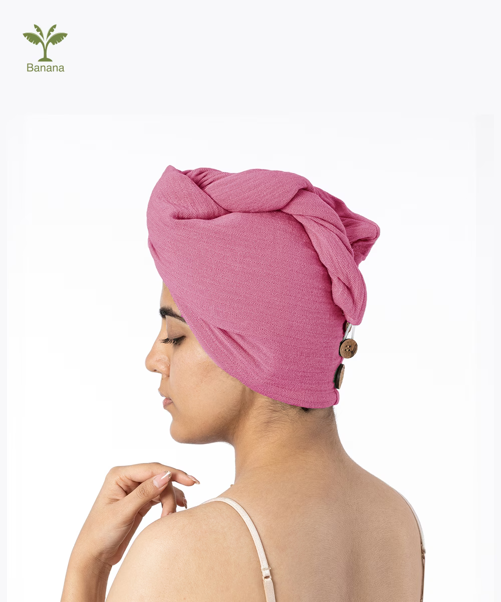 Banana Double Cloth Hair Towel | 350 GSM |  25cm x 65cm x 5 cm