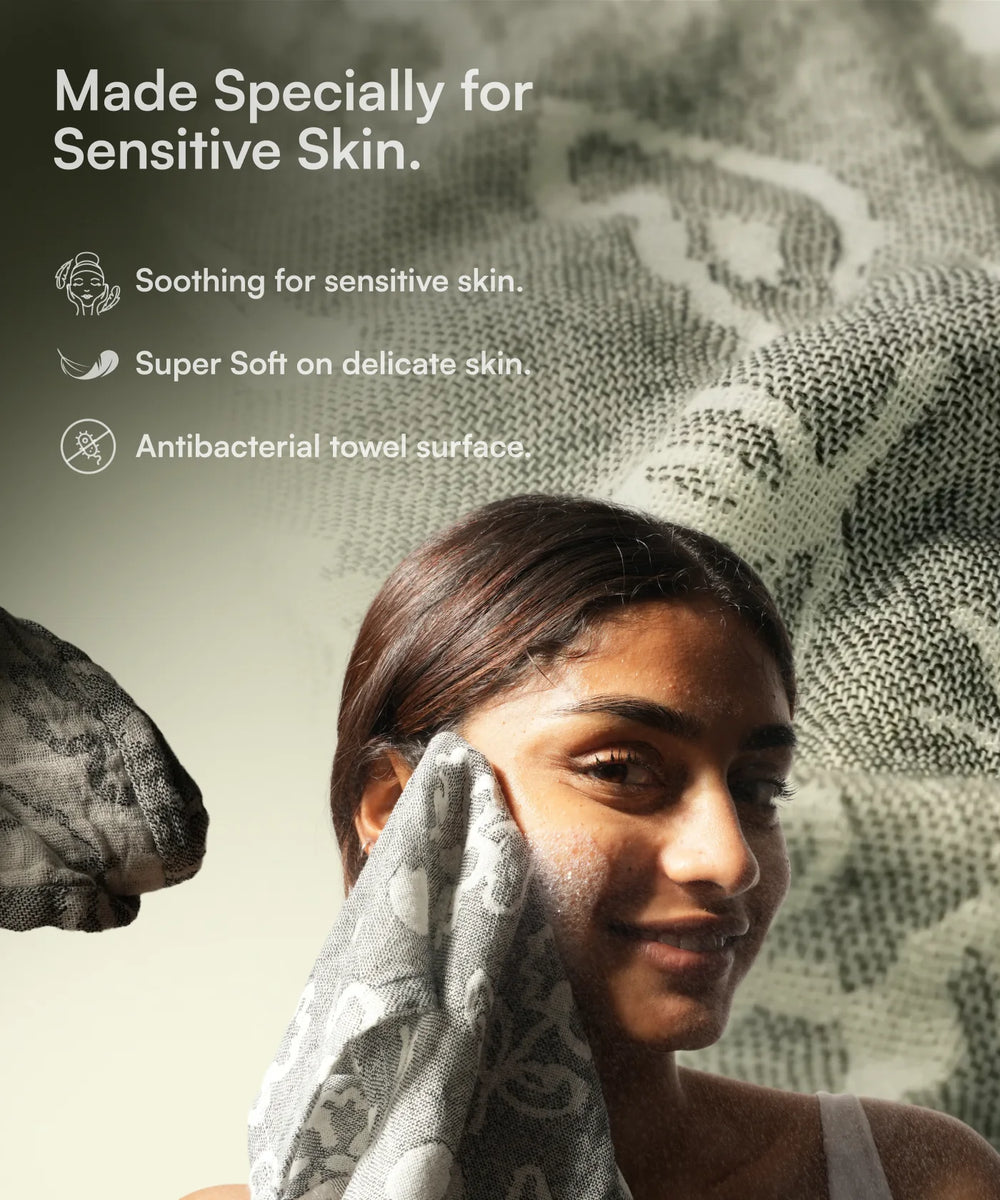 Banana Jacquard Floral Face Towel | 210 GSM | 30 X 30 cm | Pack of 2