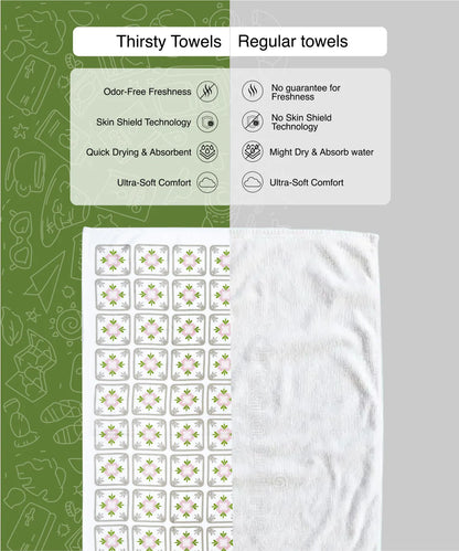 Floral Tile Bamboo Bath Towel | 200 GSM | 70 X 140 cm