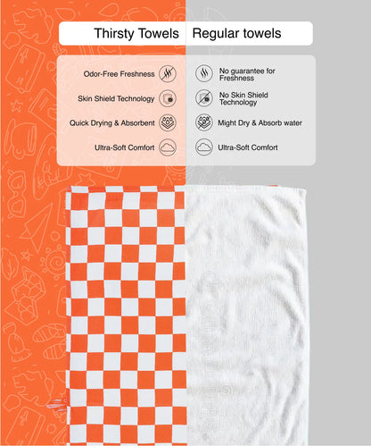 Citrus Checkered Bamboo Bath Towel | 200 GSM | 70 X 140 cm