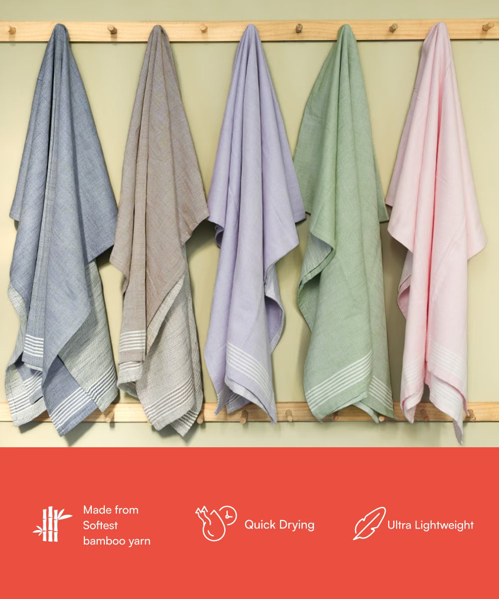 Bamboo Slub Bath Towels | 75 x 150 cm | Pack of 5