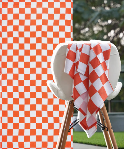 Citrus Checkered Bamboo Bath Towel | 200 GSM | 70 X 140 cm