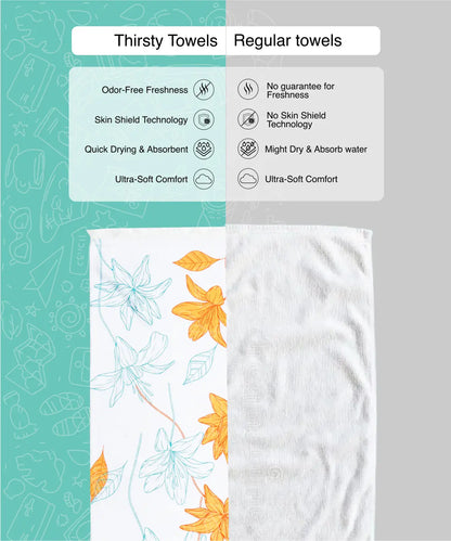 Sunlit Bloom Bamboo Bath Towel | 200 GSM | 70 X 140 cm