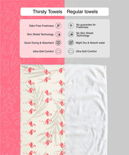Tropical Flamingo Bamboo Bath Towel | 200 GSM | 70 X 140 cm
