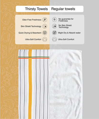 Just Stripes Bamboo Bath Towel | 200 GSM | 70 X 140 cm
