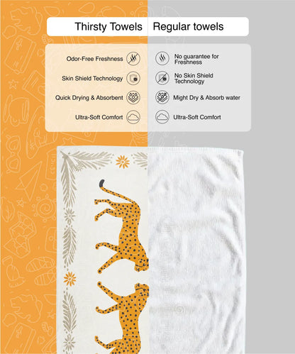 Cheetah Charm Bamboo Bath Towel | 200 GSM | 70 X 140 cm