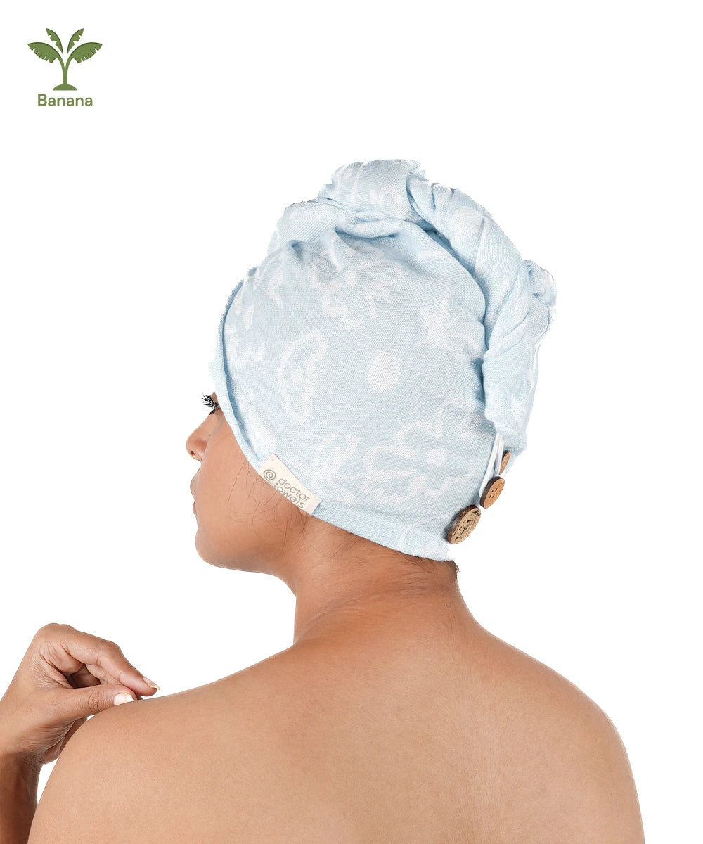 Banana Jacquard floral Hair Towel | 210 GSM | 25cm x 65cm x 5cm