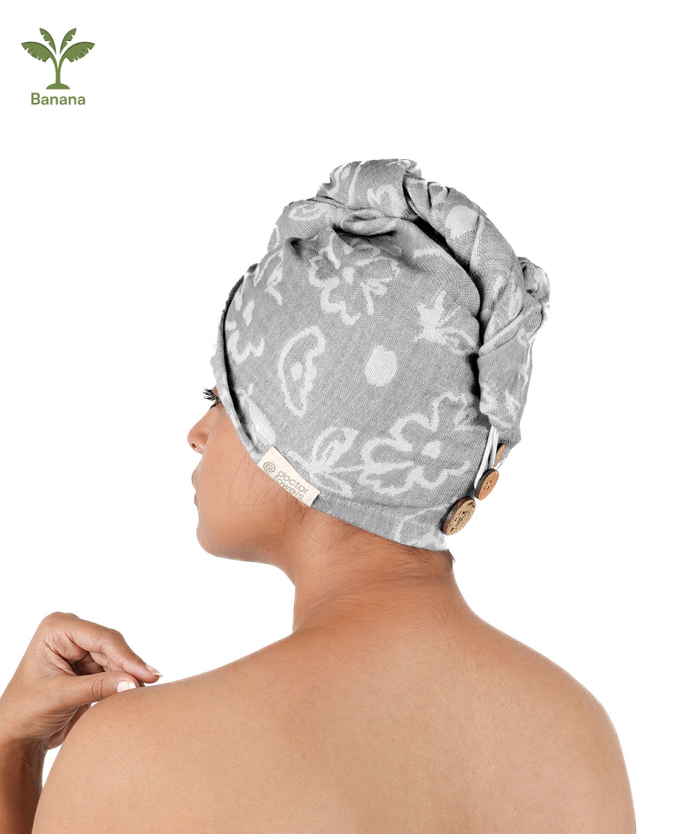 Banana Jacquard floral Hair Towel | 210 GSM | 25cm x 65cm x 5cm
