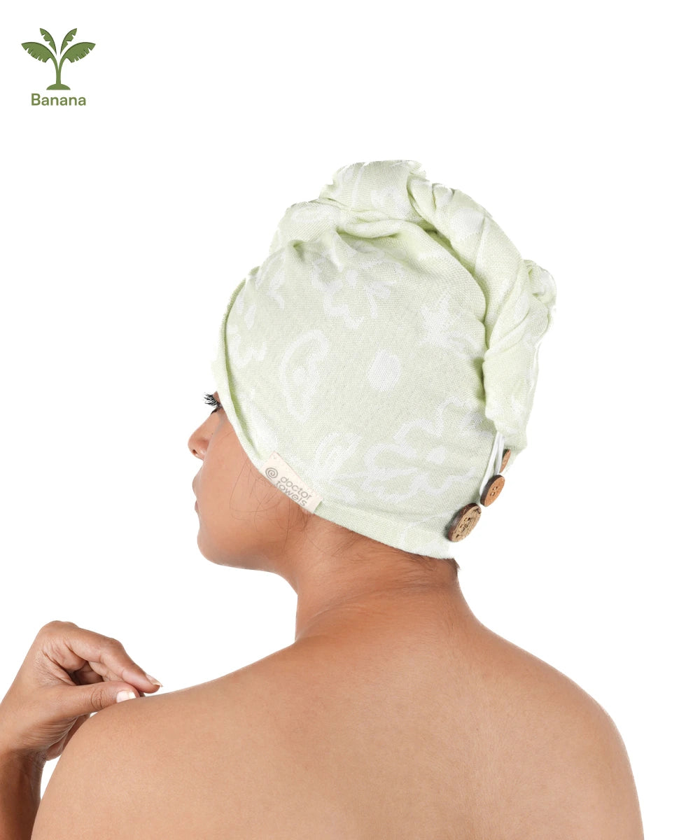 Banana Jacquard floral Hair Towel | 210 GSM | 25cm x 65cm x 5cm