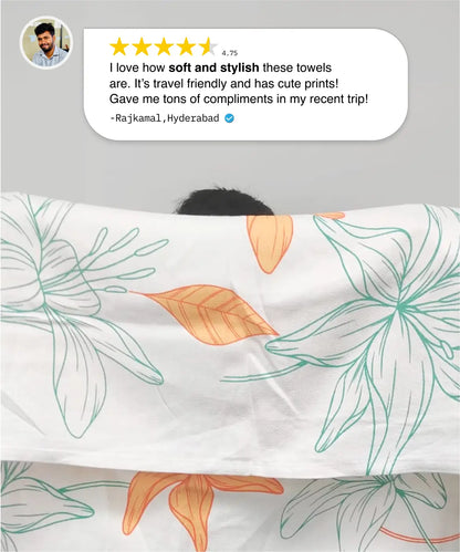 Sunlit Bloom Bamboo Bath Towel | 200 GSM | 70 X 140 cm