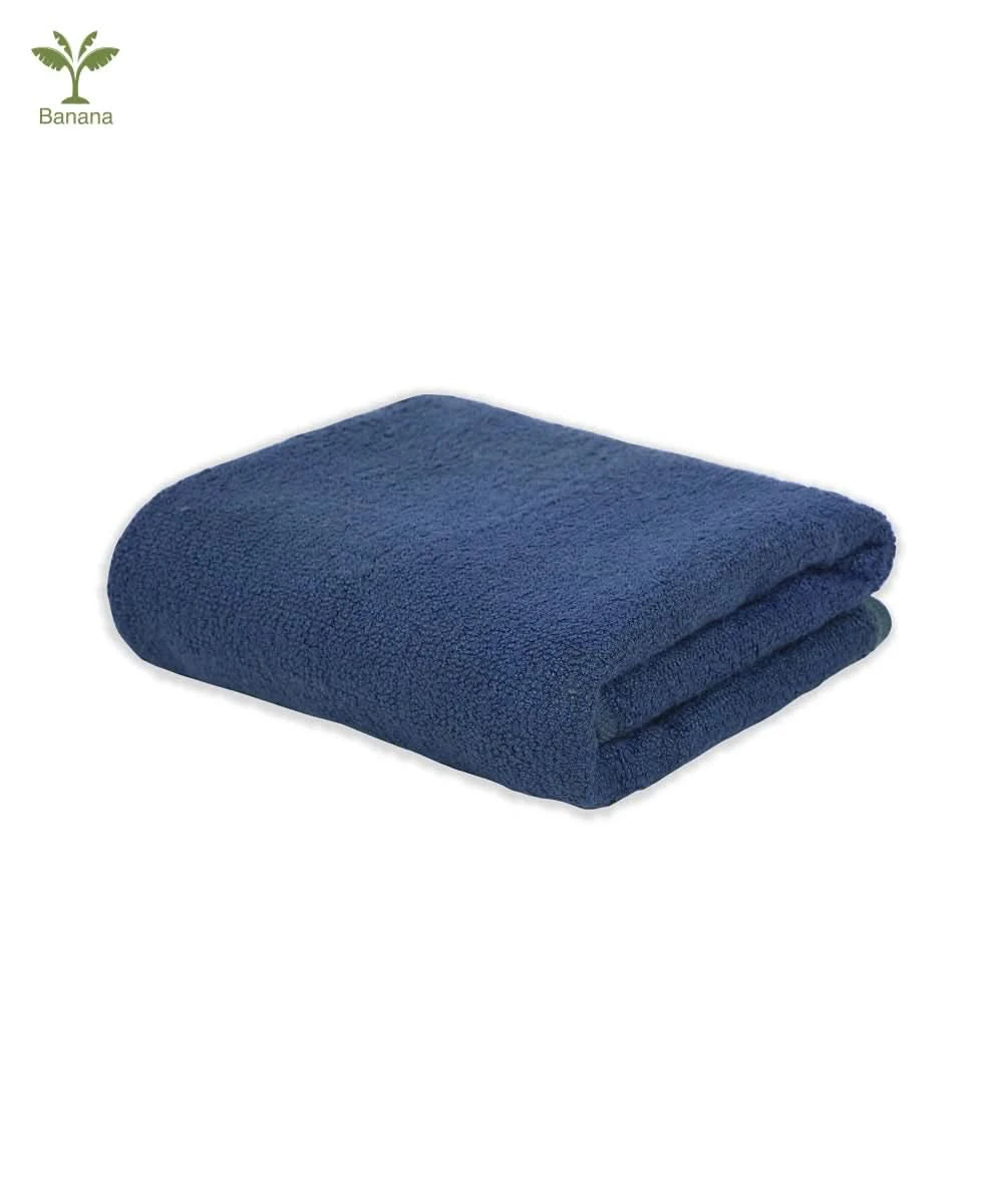 Folded Banana terrya gym towel - french blue on a white background.