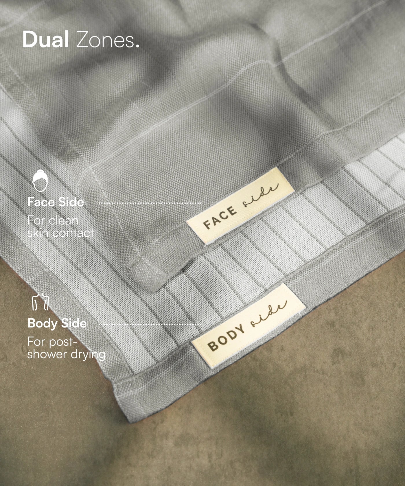 Aluvera Double Cloth Bath and Face Combo - Frosted Grey