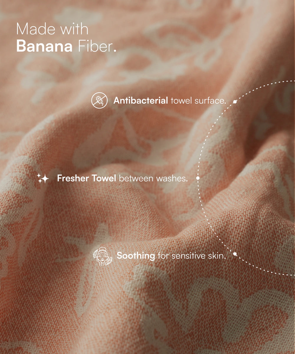 Banana Jacquard Floral Bath Towel | 210 GSM | 75 x 150 cm