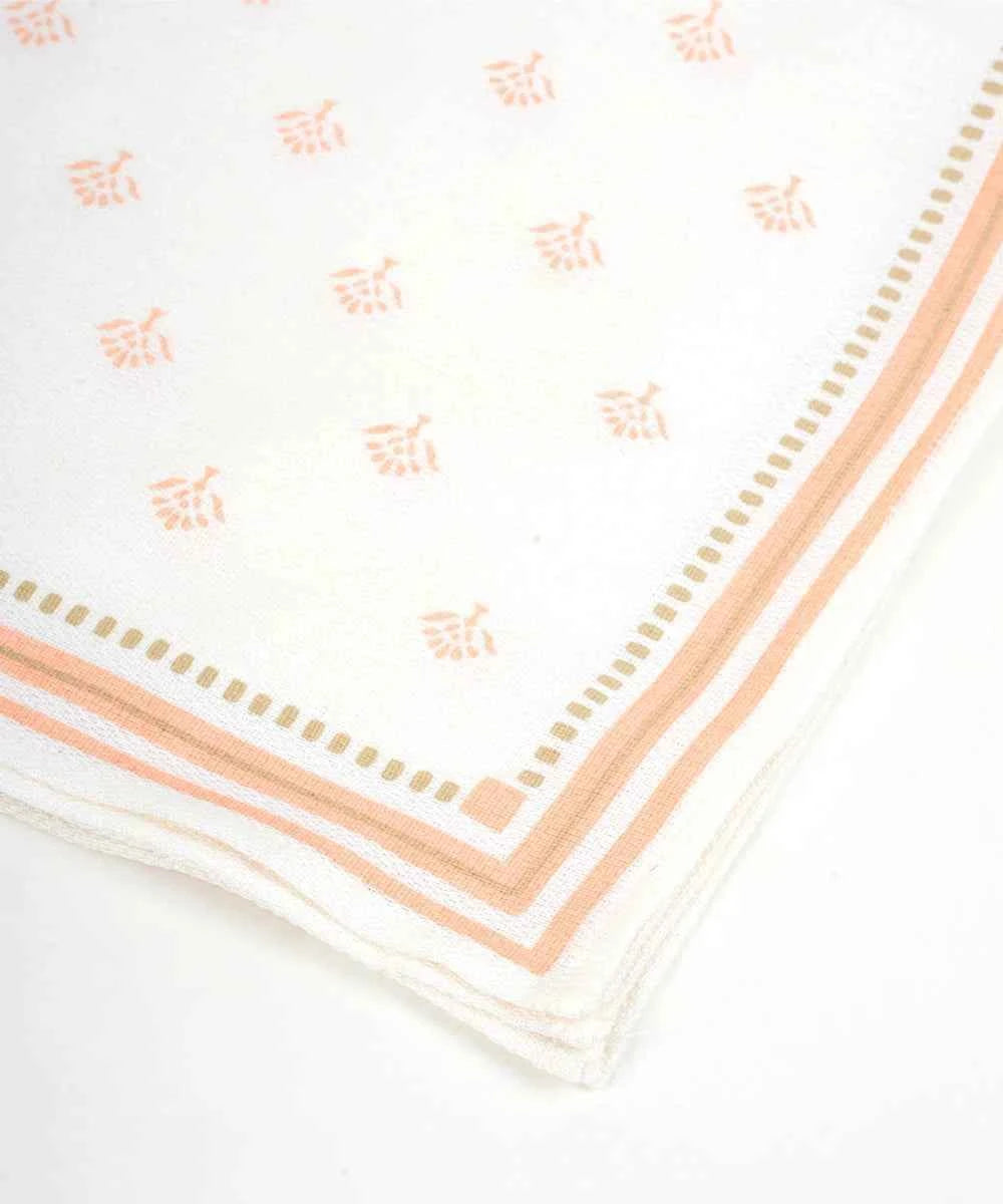 Aluvera Hand kerchief | Honey Peach and Aloe Green | 40 X 40 cm | Pack of 4