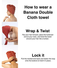 Banana All Set Hair Towels | 25cm x 65cm x 5 cm | 350 GSM | pack of 4