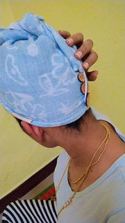 Customer photo of Banana Jacquard floral Hair Towel | 210 GSM | 25cm x 65cm x 5cm