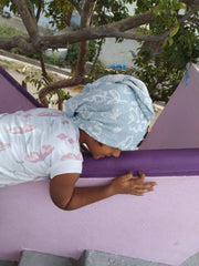 Customer photo of Banana Jacquard floral Hair Towel | 210 GSM | 25cm x 65cm x 5cm