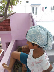 Customer photo of Banana Jacquard floral Hair Towel | 210 GSM | 25cm x 65cm x 5cm