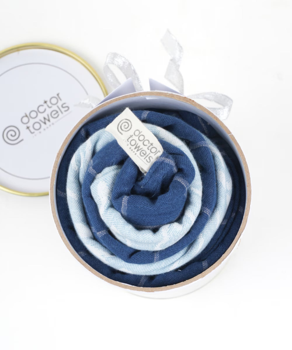 Banana Bath Towels - Blue Combo | Pack of 2 | 75 x 150 cm - Celebration Canister