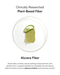 Aluvera Fiber on a clear plate with text about its benefits.
