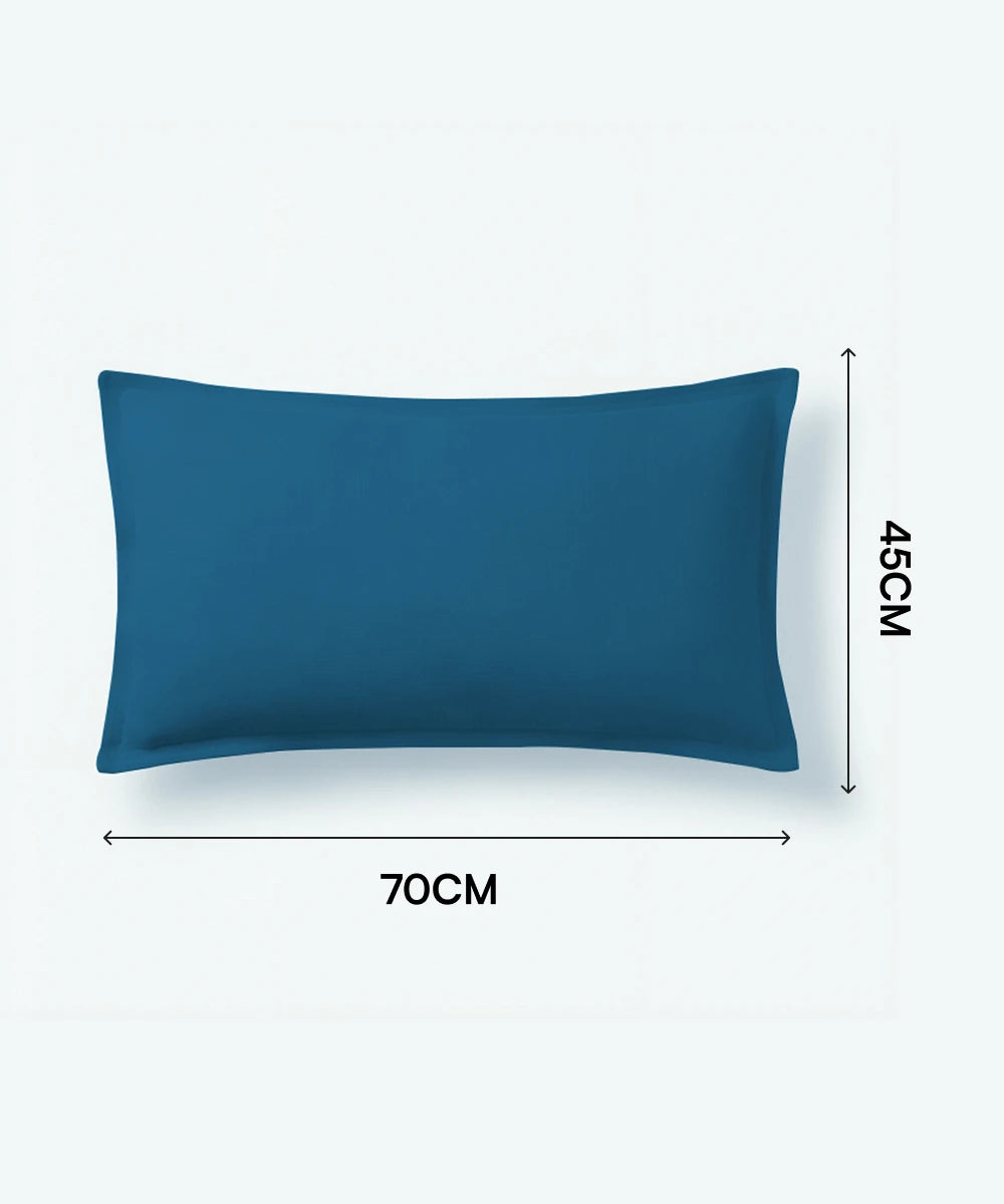mirage blue pillow with dimensions labeled on a white background
