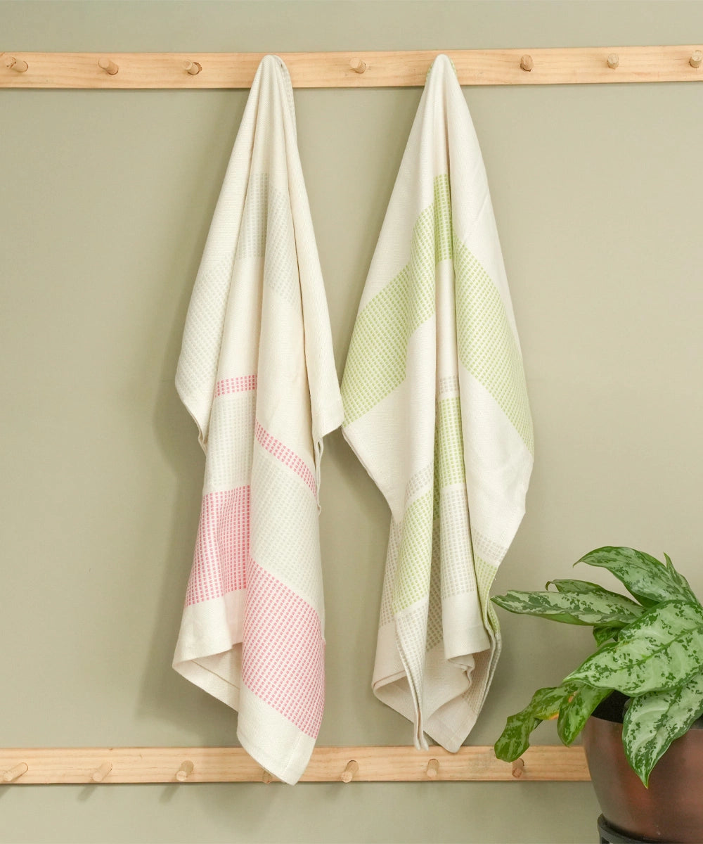 Bamboo Dobby Bath Towels  | 70 x 140 cm | Pack of 2