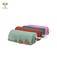 Banana Double Cloth Hair Towels | 350 GSM | 25cm x 65cm x 5 cm | pack of 4