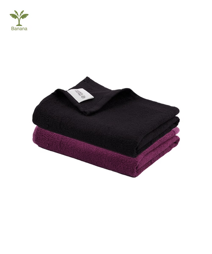 Banana Terry Gym Towel | 400 GSM | 40 X 90 cm | Pack of 2 | Jet Black and Burgundy