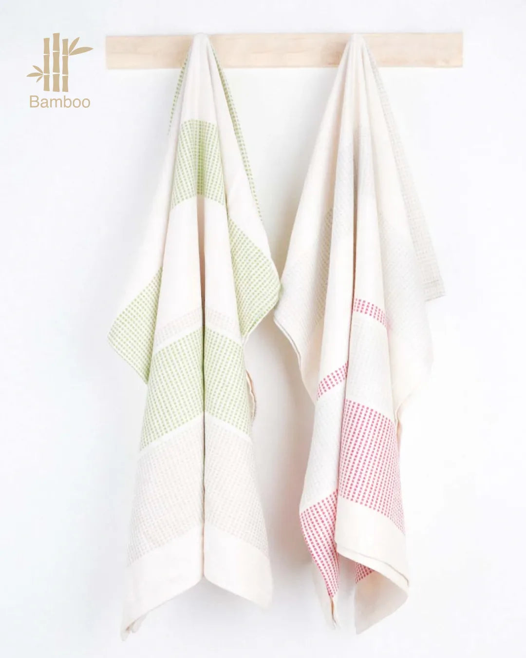 Bamboo Dobby Bath Towels - Pack of 2 | 70 x 140 cm