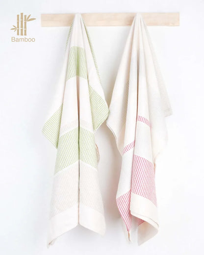 Bamboo Dobby Bath Towels - Pack of 2 | 70 x 140 cm