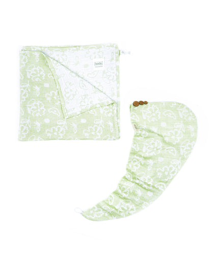 Banana Floral Bath Towel + Hair Towel Combo set