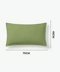 Aloe green pillow with dimensions on a white background