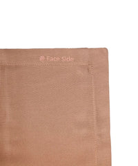 Close-up of a brown fabric with 'Face Side' text on a white background