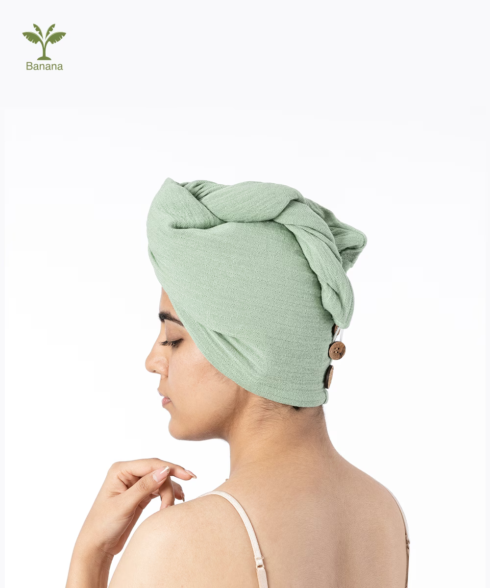 Banana Double Cloth Hair Towel | 350 GSM |  25cm x 65cm x 5 cm