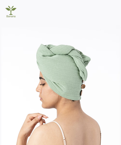 Banana Double Cloth Hair Towel | 350 GSM |  25cm x 65cm x 5 cm