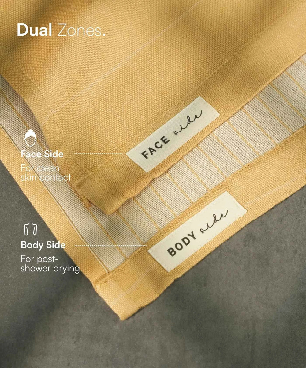 Aluvera Bath Towels | Pack of 2 | 75 x 150 cm - Sunset Gold & Forsted Grey