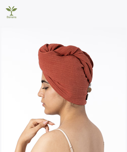 Banana Double Cloth Hair Towel | 350 GSM |  25cm x 65cm x 5 cm