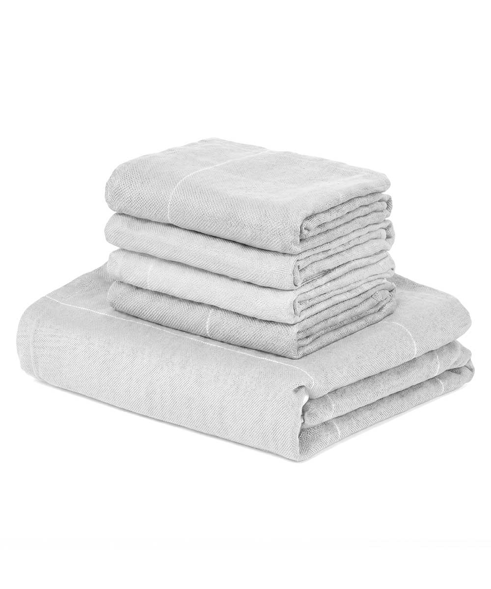 Aluvera Double Cloth Bath and Face Combo - Frosted Grey