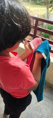 Customer photo of Banana Double Cloth Hair Towel | 330 GSM |  25cm x 65cm x 5 cm